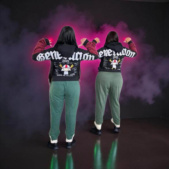 Grupo de estudiantes con polerones azules generación 2026